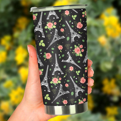 Eiffel Tower Rose Print Tumbler