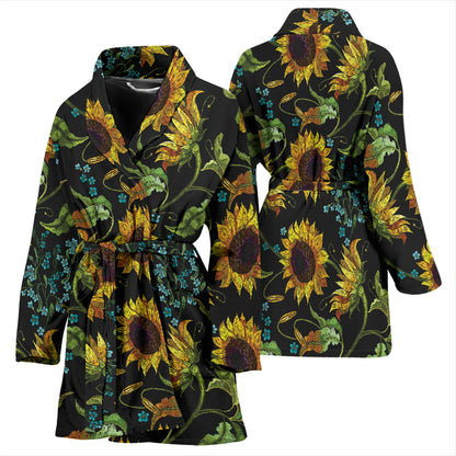 Sunflower Print Design LKS308 Women Bathrobe