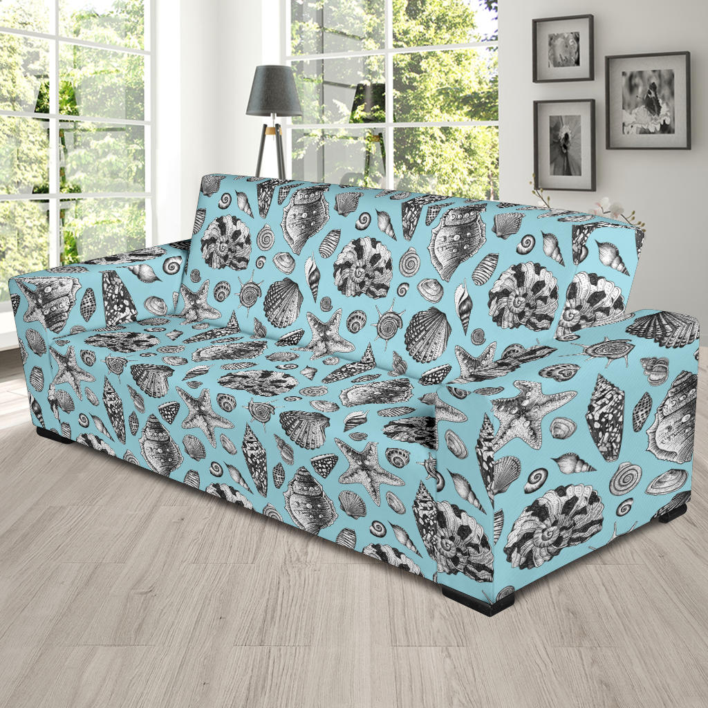 Seashell Beach Print Design LKS302 Sofa Slipcover