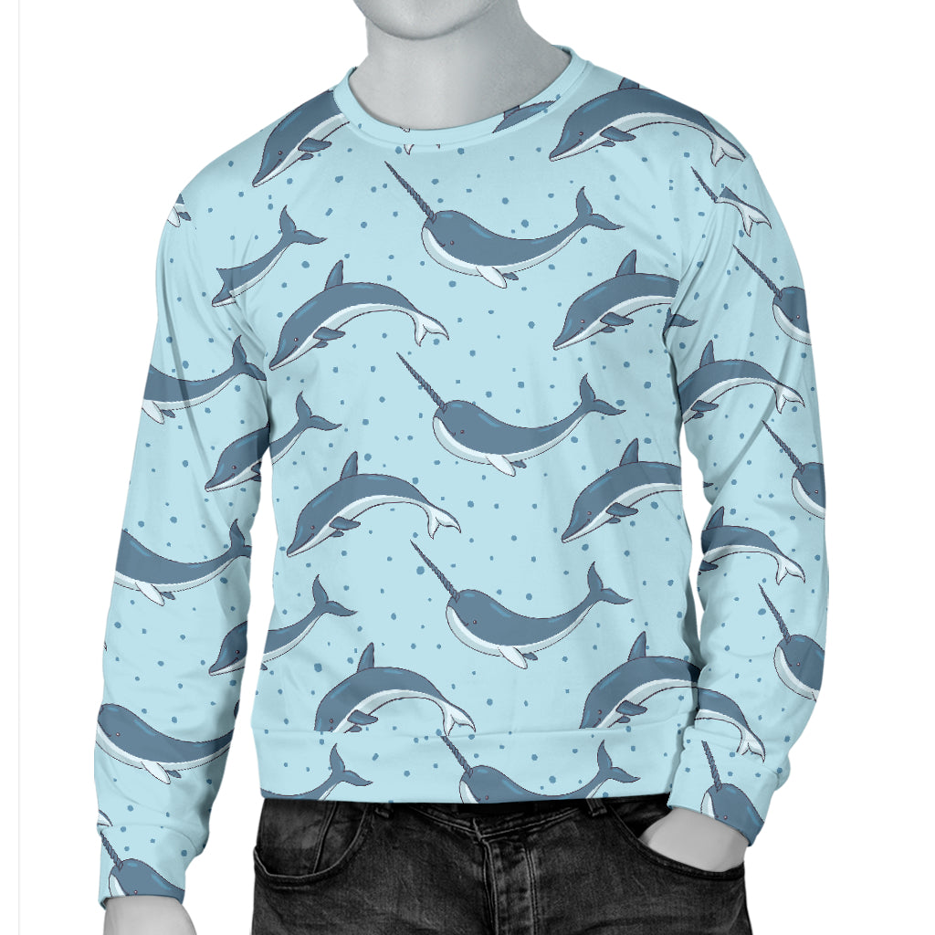 Narwhal Dolphin Print Men Long Sleeve Sweatshirt