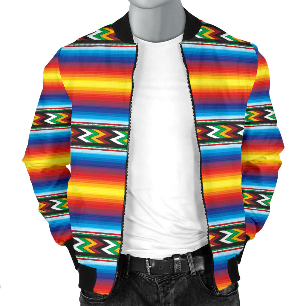 Mexican Blanket ZigZag Print Pattern Men Bomber Jacket