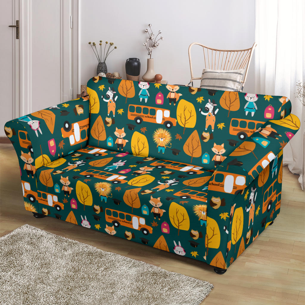 School Bus Print Design LKS309 Loveseat Couch Slipcover
