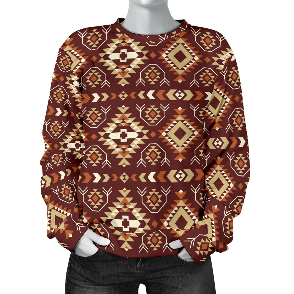 Navajo Native Color Print Pattern Women Long Sleeve Sweatshirt