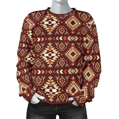 Navajo Native Color Print Pattern Women Long Sleeve Sweatshirt