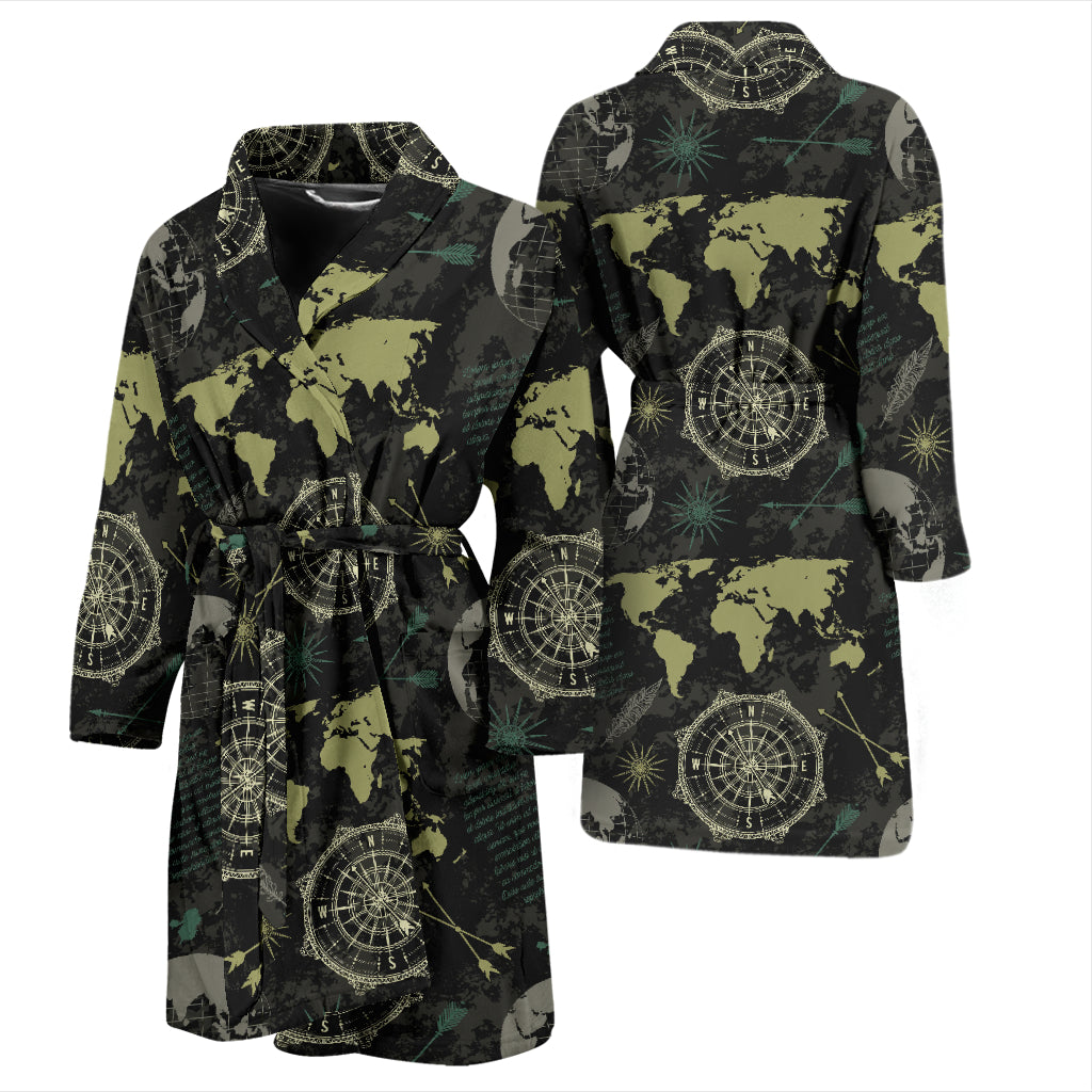World Map Print Design LKS303 Men Bathrobe