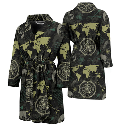 World Map Print Design LKS303 Men Bathrobe