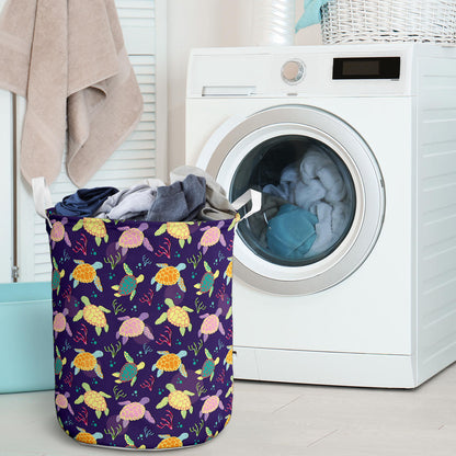 Sea Turtle Color Smile Laundry Basket
