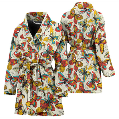 Butterfly Pattern Print Design 02 Women Bathrobe