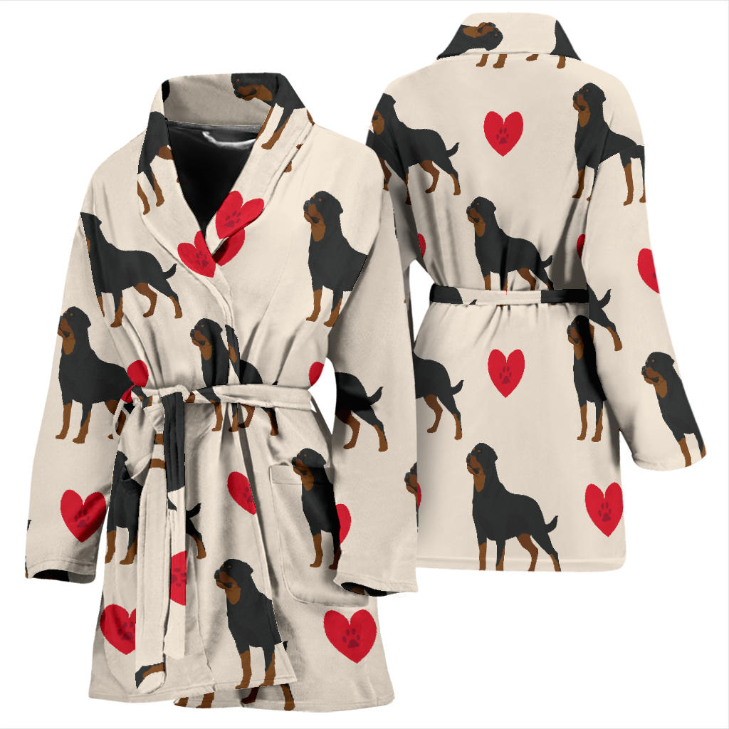 Rottweiler Pattern Print Design A02 Women Bathrobe