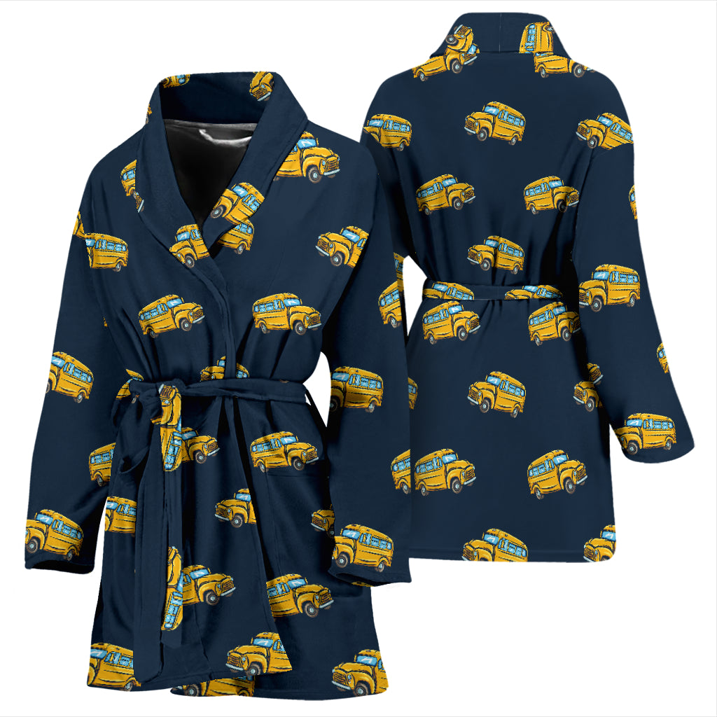 School Bus Print Design LKS304 Women Bathrobe