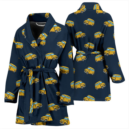 School Bus Print Design LKS304 Women Bathrobe