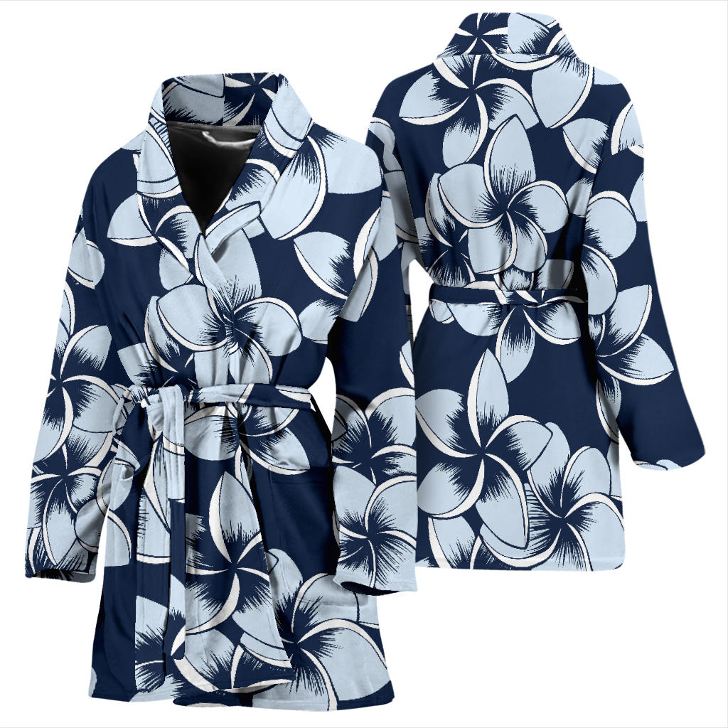 Plumeria Pattern Print Design A02 Women Bathrobe