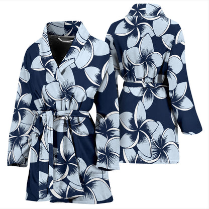 Plumeria Pattern Print Design A02 Women Bathrobe