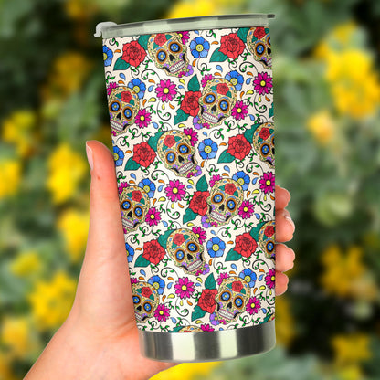 Sugar Skull Colorful Themed Print Tumbler