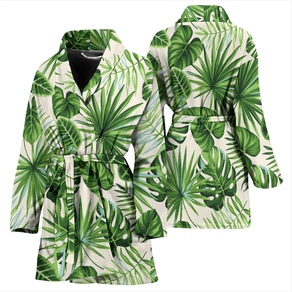 Palm Leaf Pattern Print Design A01 Women Bathrobe