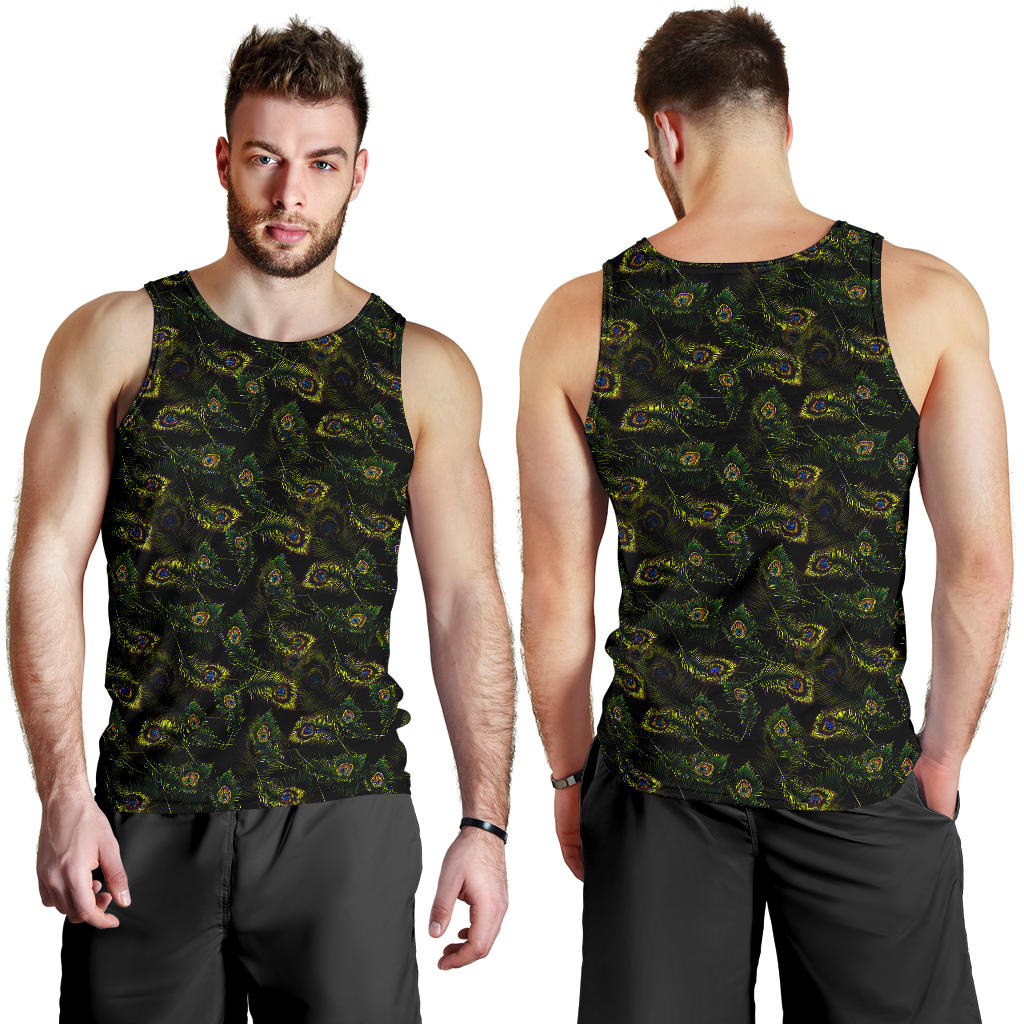 Peacock Feather Pattern Design Print Men Tank Top