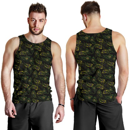 Peacock Feather Pattern Design Print Men Tank Top