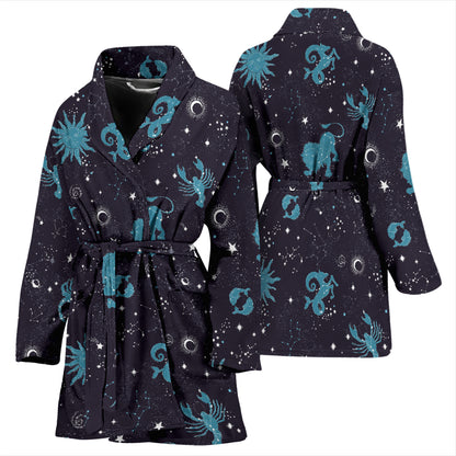 Zodiac Print Design LKS303 Women Bathrobe