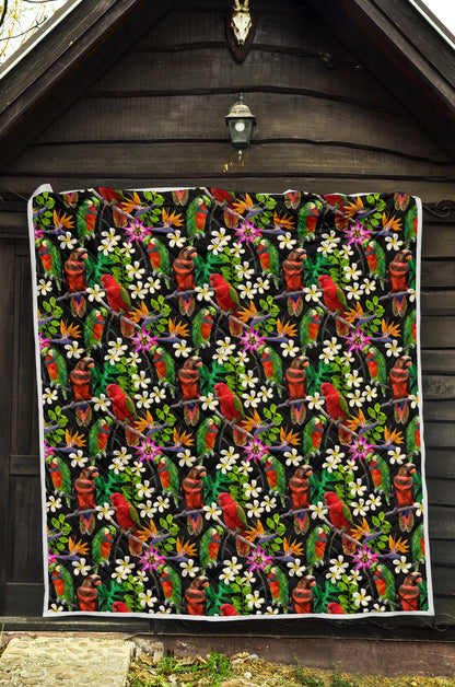 Parrot Design Print Quilt Bedspread