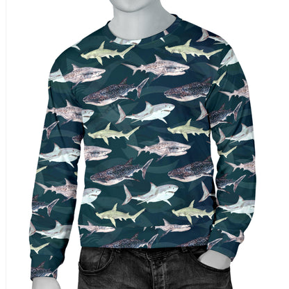 Shark Pattern Print Men Long Sleeve Sweatshirt