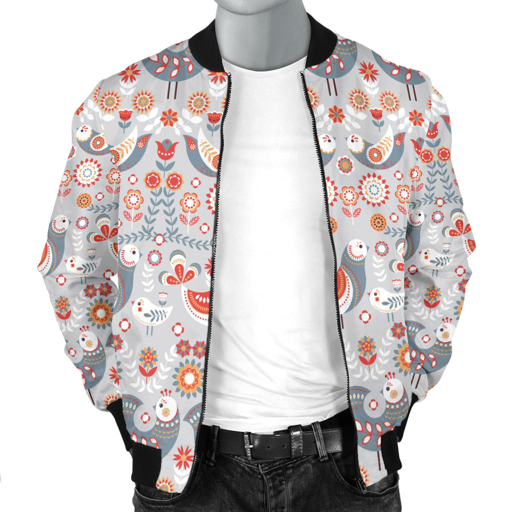 Swedish Nordic Design Print Men Bomber Jacket