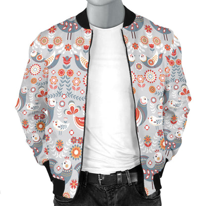 Swedish Nordic Design Print Men Bomber Jacket