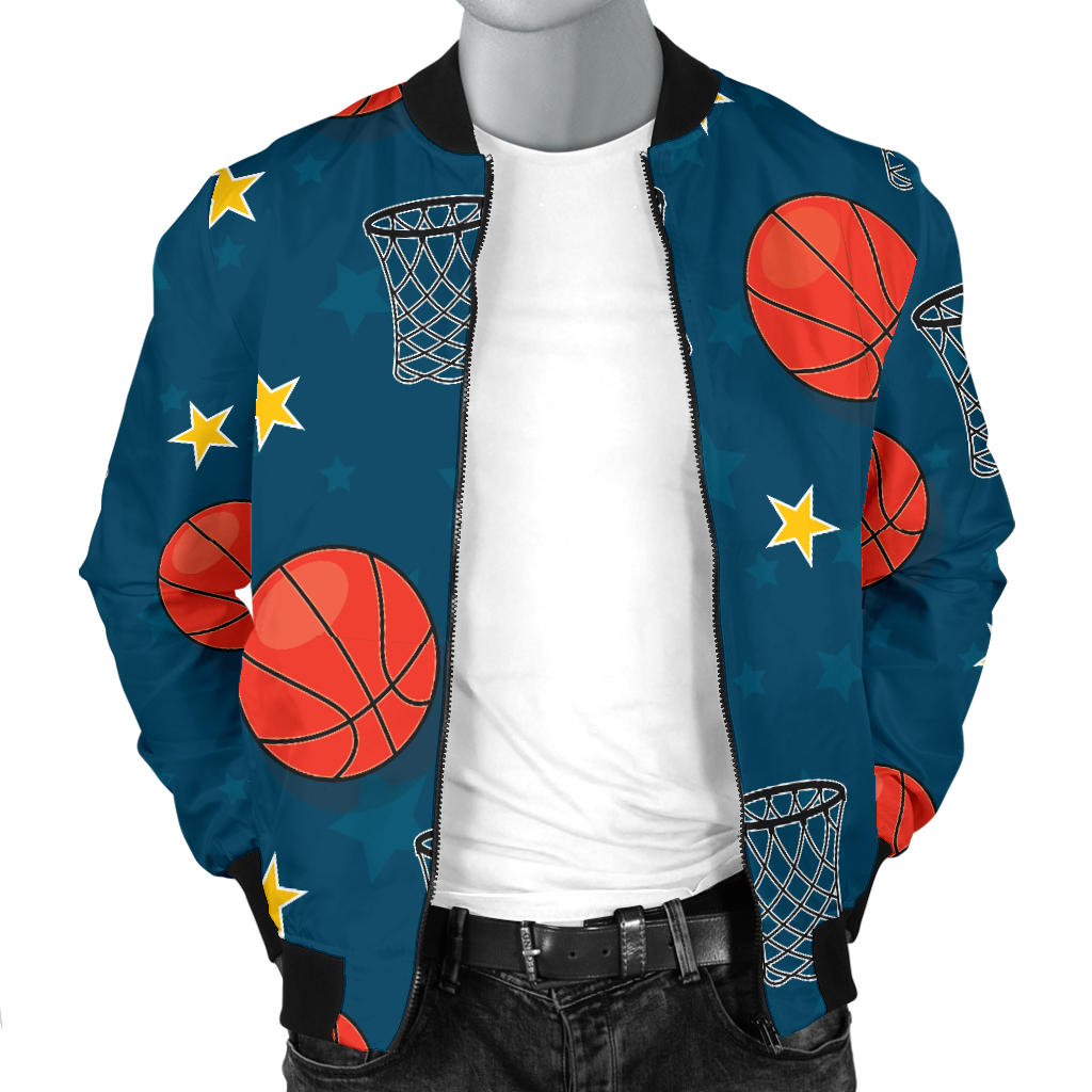 Basketball Classic Print Pattern Men Bomber Jacket