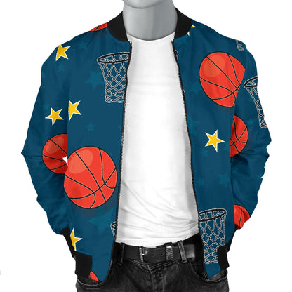 Basketball Classic Print Pattern Men Bomber Jacket