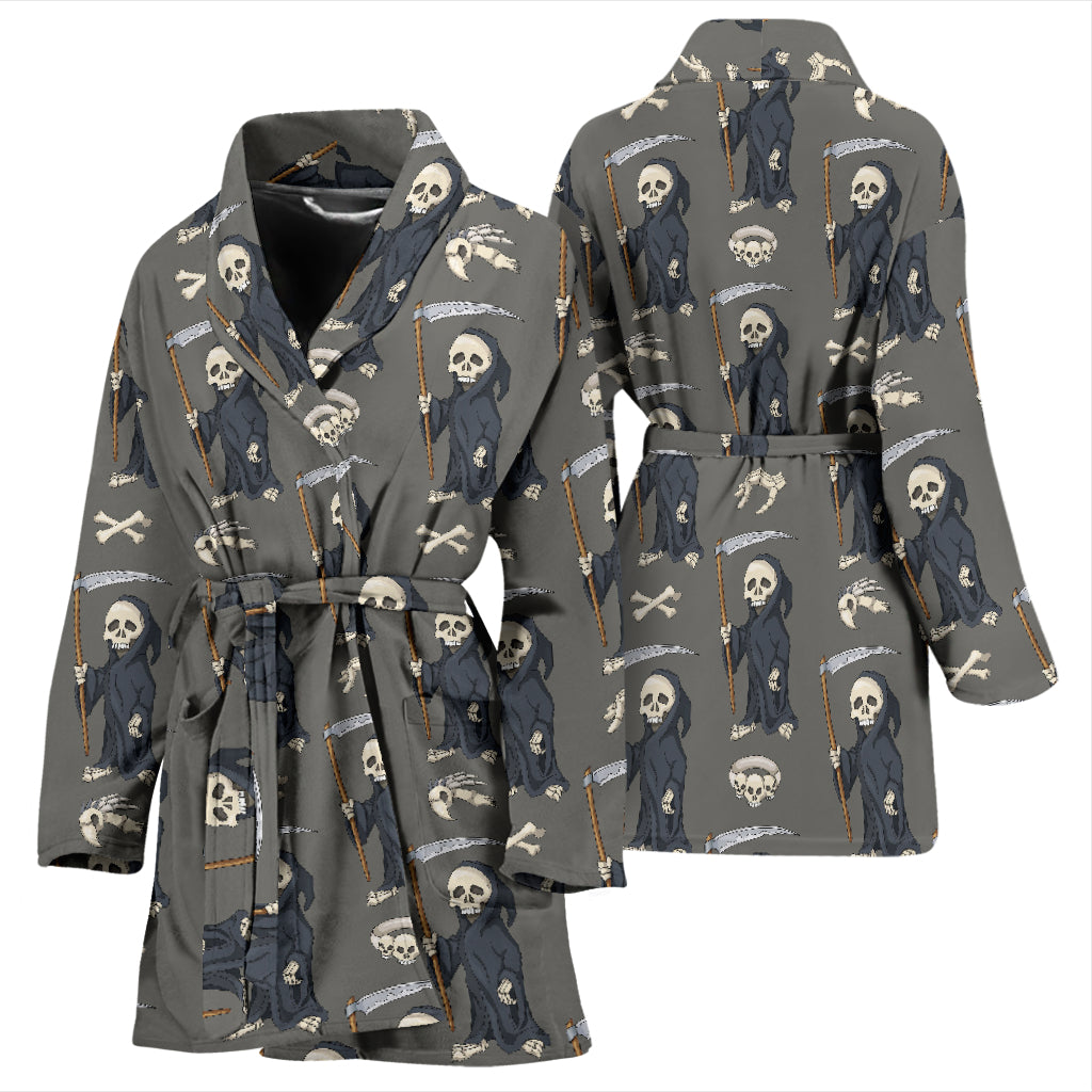 Skeleton Print Design LKS308 Women Bathrobe