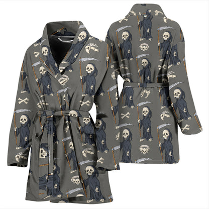 Skeleton Print Design LKS308 Women Bathrobe