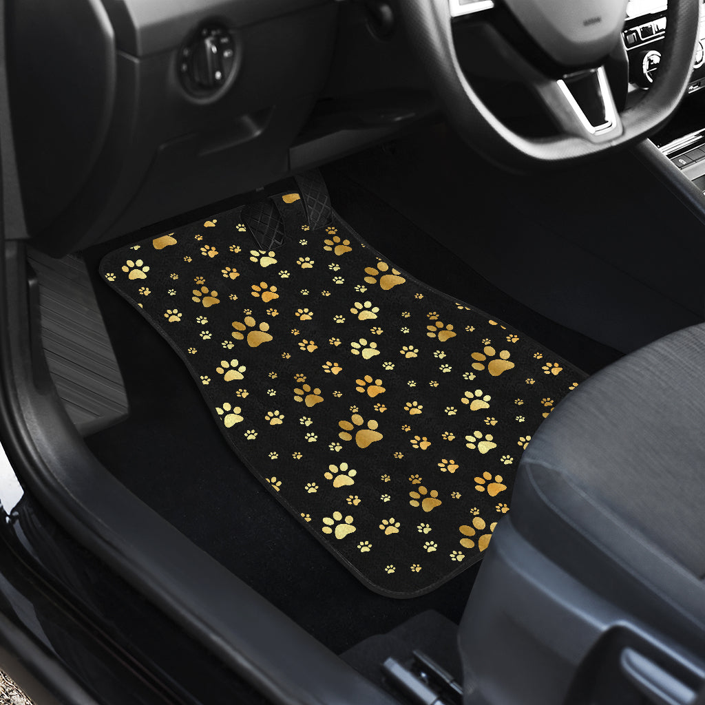 Paw Gold Print Car Floor Mats Front Back