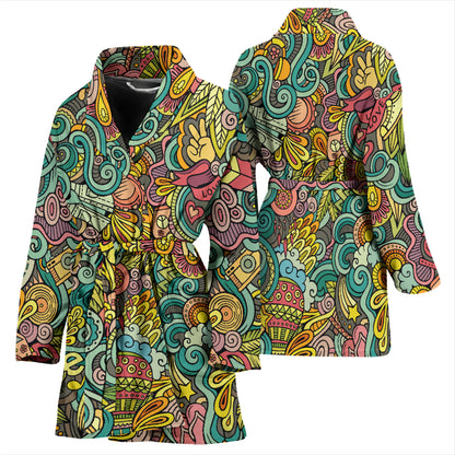 Hippie Print Design LKS302 Women Bathrobe