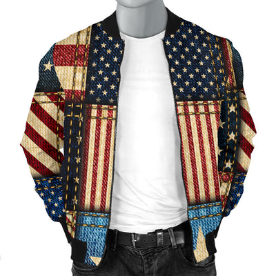 American flag Patchwork Design Men Bomber Jacket