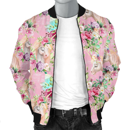 Unicorn Princess with Rose Men Bomber Jacket