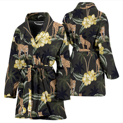 Cheetah Pattern Print Design 04 Women Bathrobe