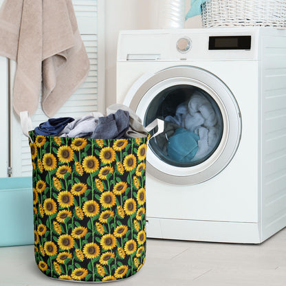 Sunflower Realistic Print Pattern Laundry Basket