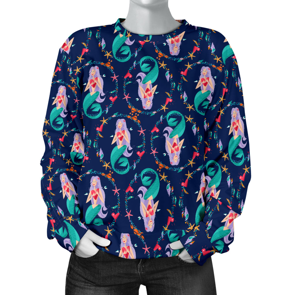 Mermaid Girl Cute Design Print Women Long Sleeve Sweatshirt