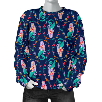 Mermaid Girl Cute Design Print Women Long Sleeve Sweatshirt