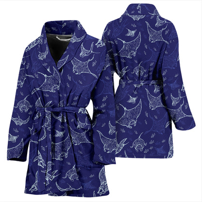 Manta Ray Print Design LKS401 Women Bathrobe