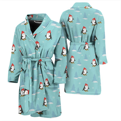 Ski Penguin Print Design LKS304 Men Bathrobe