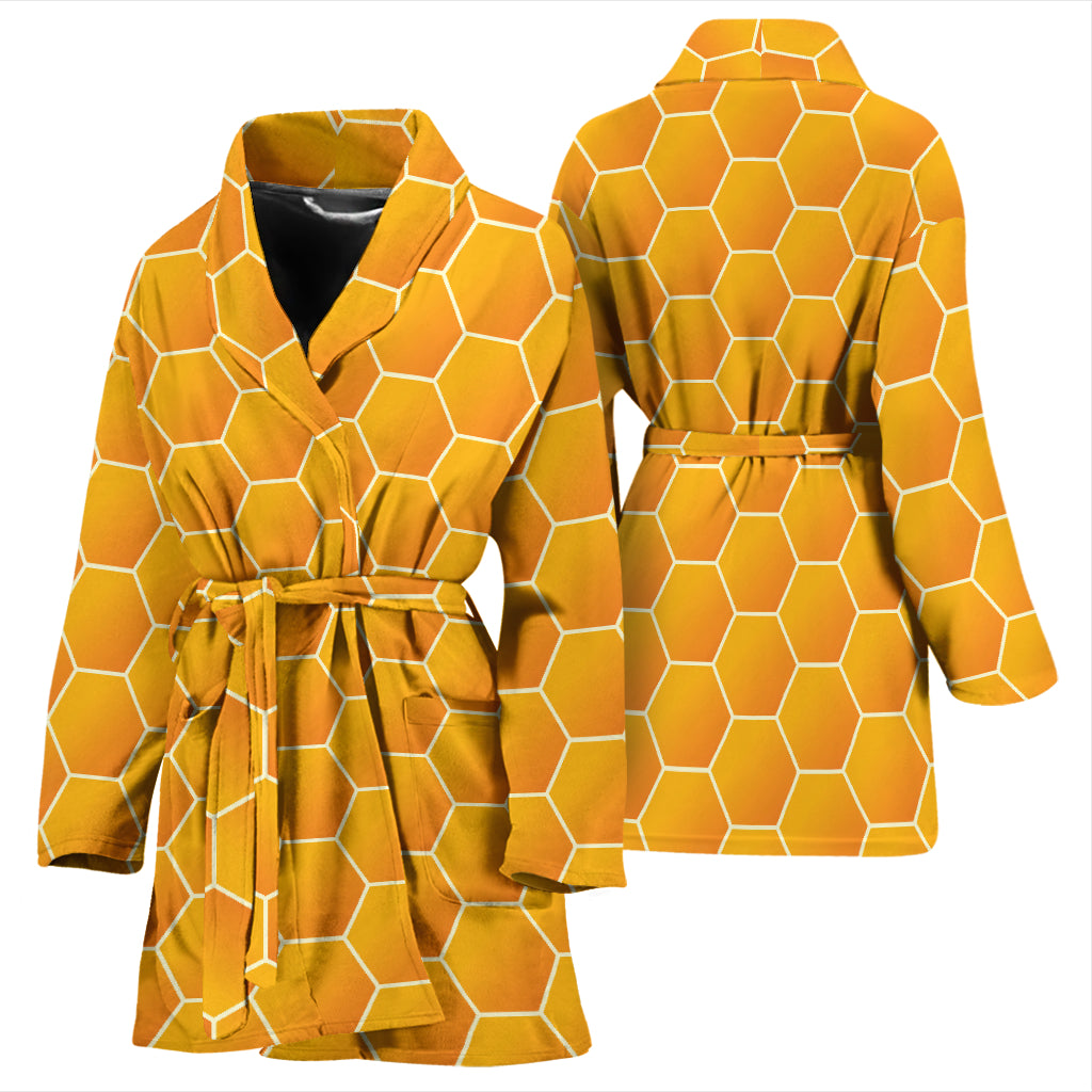 Honey Bee Honeycomb Print Design LKS3011 Women Bathrobe
