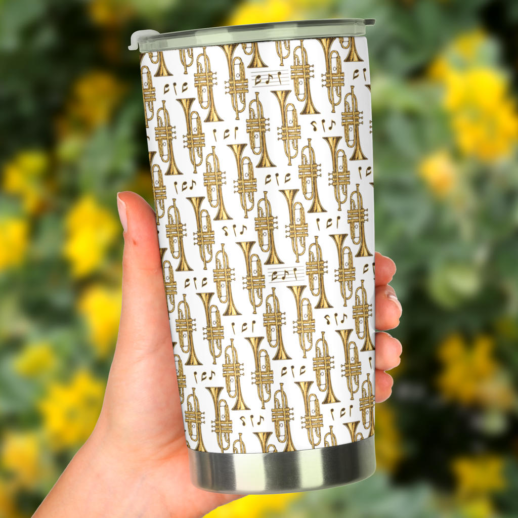Trumpet with Music Note Print Tumbler