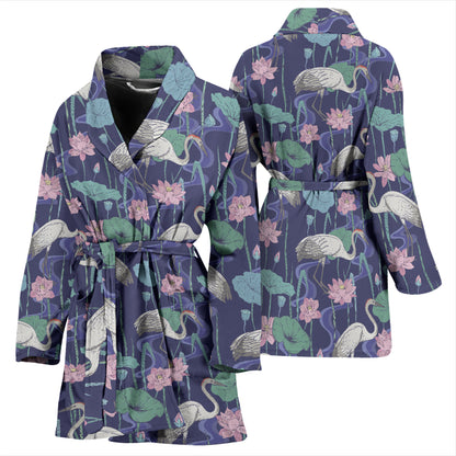 Water Lily Print Design LKS306 Women Bathrobe