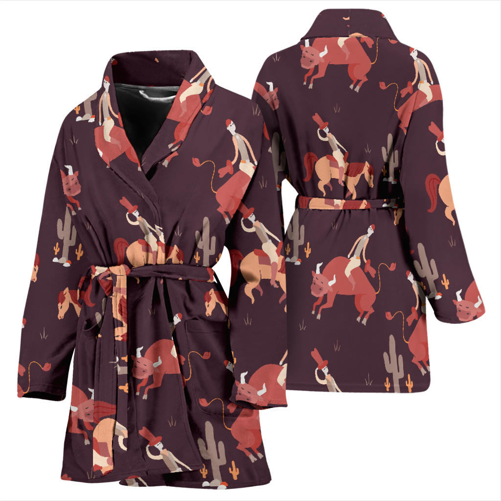Rodeo Pattern Print Design A01 Women Bathrobe