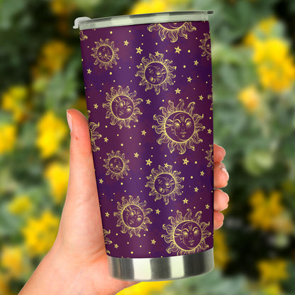 Sun Moon Star Design Themed Print Tumbler