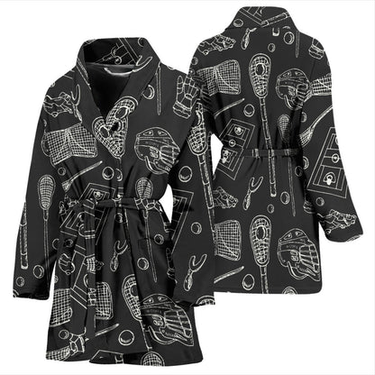 Lacrosse Pattern Print Design 01 Women Bathrobe