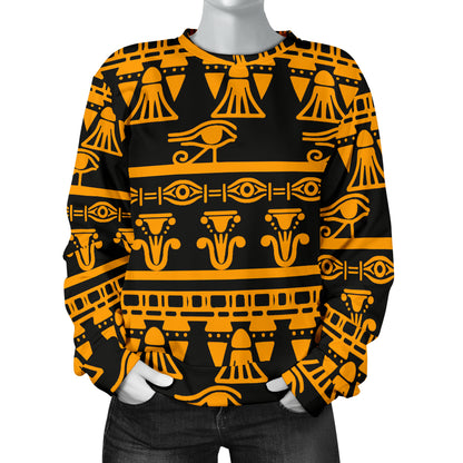 Eye of Horus Tribal Egypt Pattern Women Long Sleeve Sweatshirt