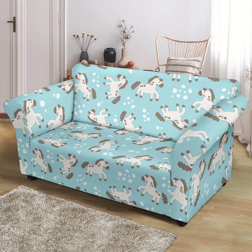 Horse Cute Print Design LKS306 Loveseat Couch Slipcover