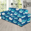 Blue Whale Pattern Print Design 01 Sofa Slipcover