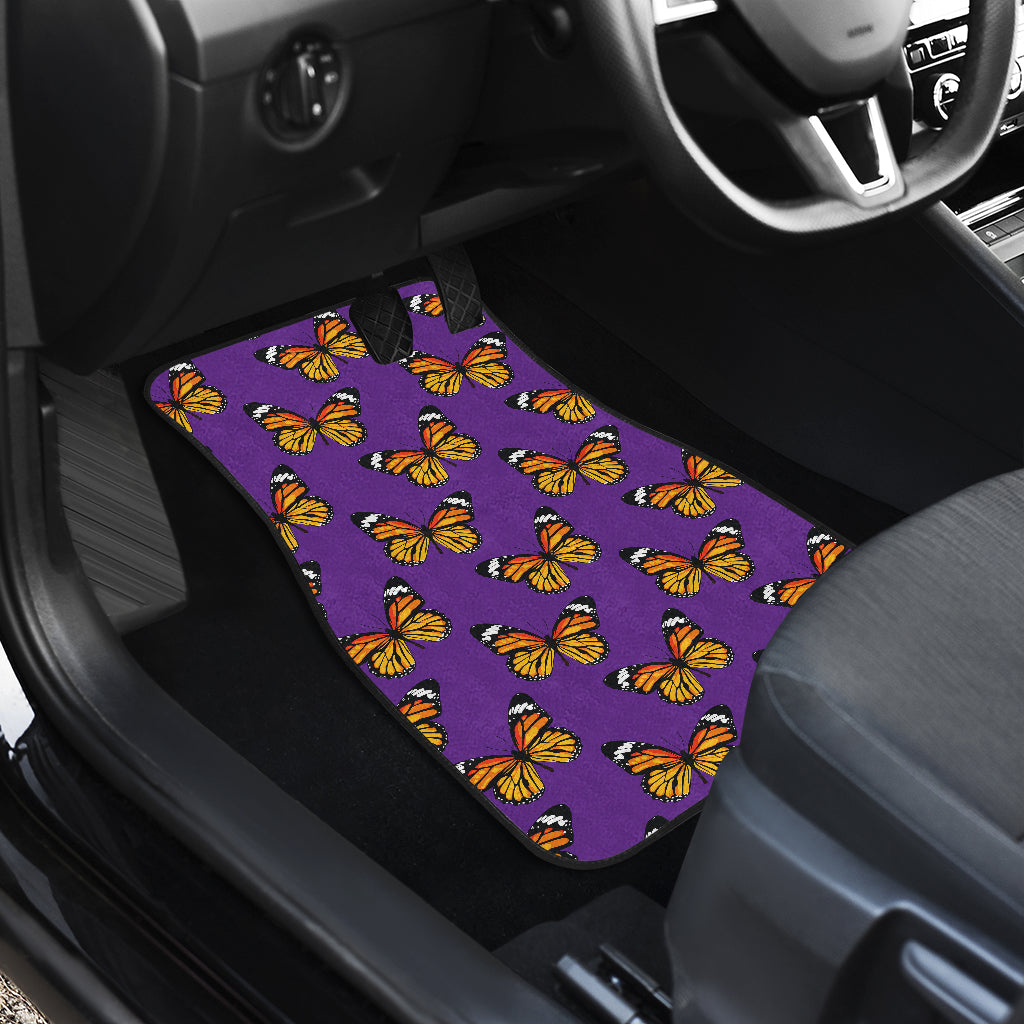 Monarch Butterfly Purple Print Pattern Car Floor Mats Front Back